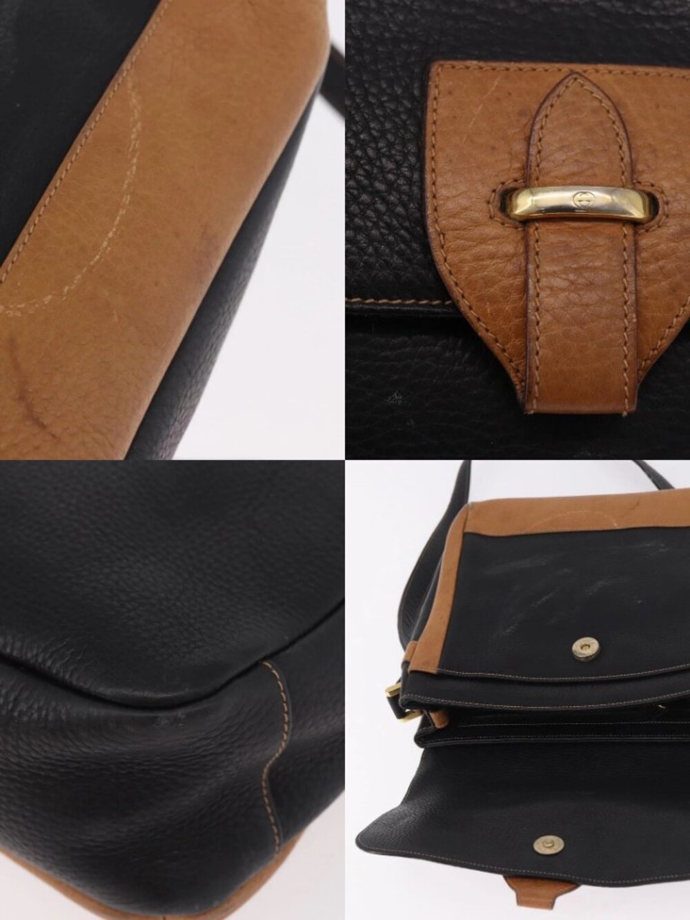 GUCCI Shoulder Bag Leather Black Gold Auth ep14739 - Picture 13 of 15